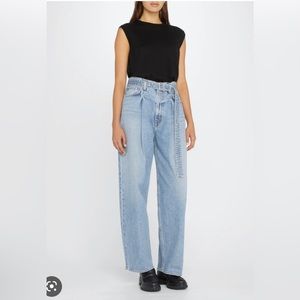 Agolde Belted Baggy Pleated Wide Leg Jeans